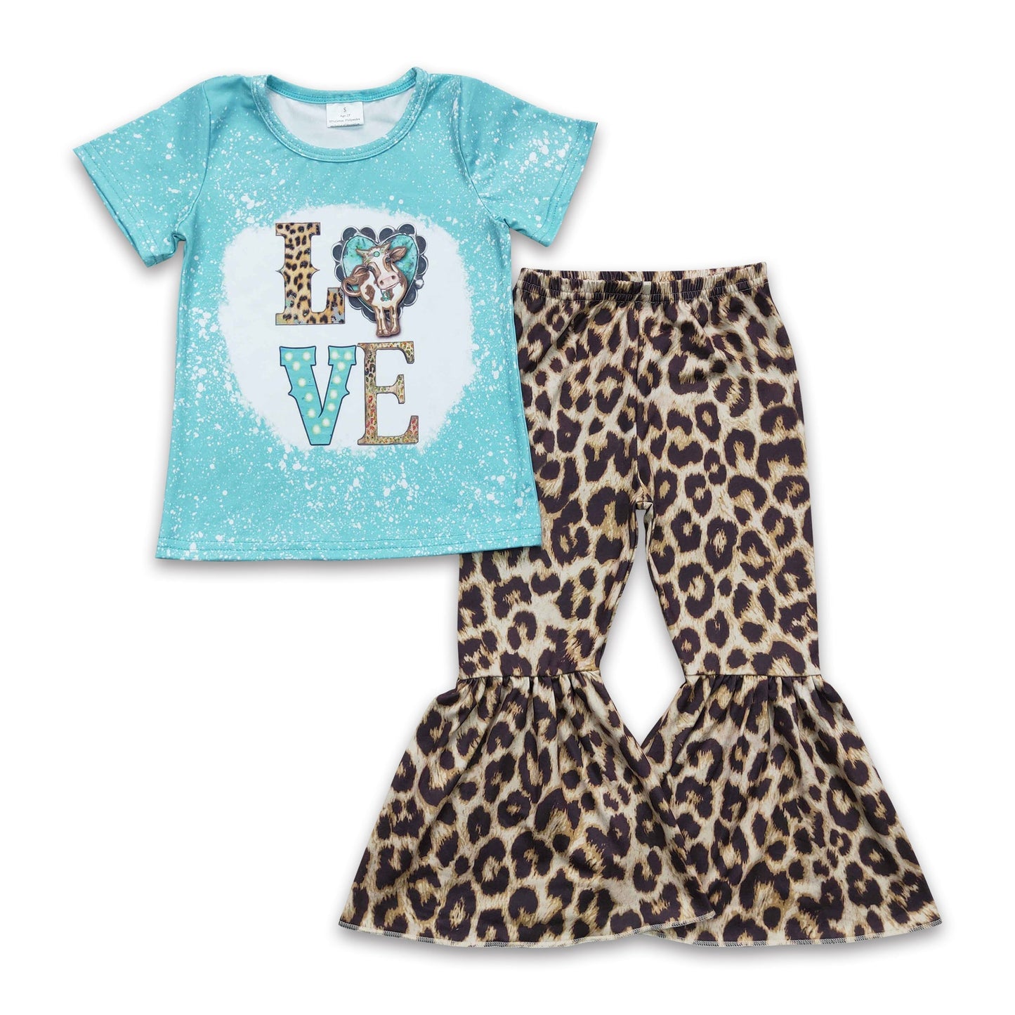 Liebe Kuh Shirt Leopardenhose Mädchen Kleidung Set