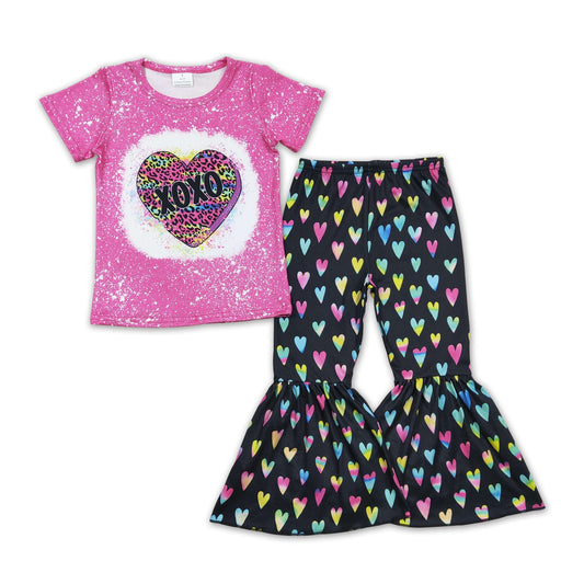 Herz Leopard Batik Kinder Mädchen Valentinskleidung