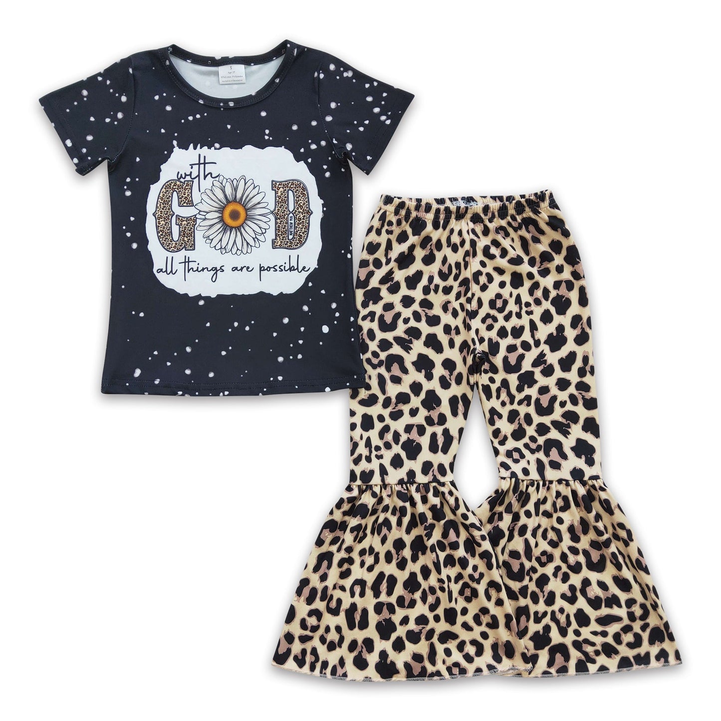 Mit Gott sind alle Dinge möglich Shirt Leopardenhose Mädchenkleidung