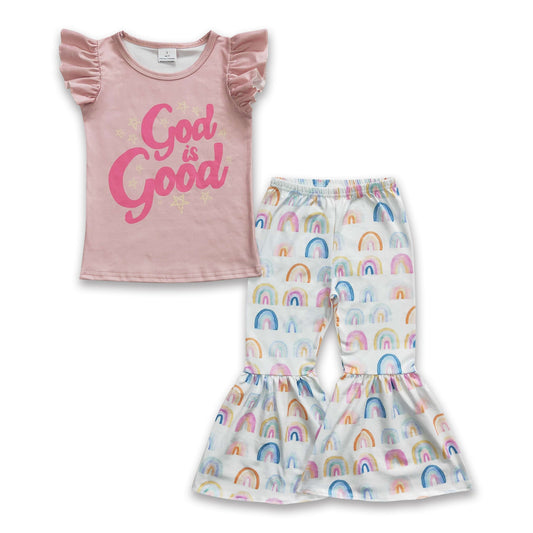 Gott ist gut Regenbogen Baby Mädchen Kleidung Set