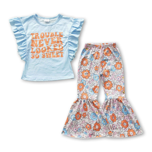 Ärger sah noch nie so süß aus Shirt Blumenhose Mädchenkleidung