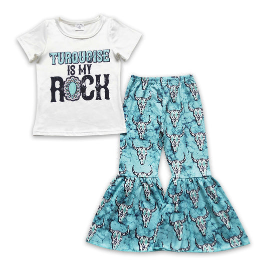 Türkis ist mein Rockshirt, Bullenschädel-Hosen, Western-Mädchenkleidung