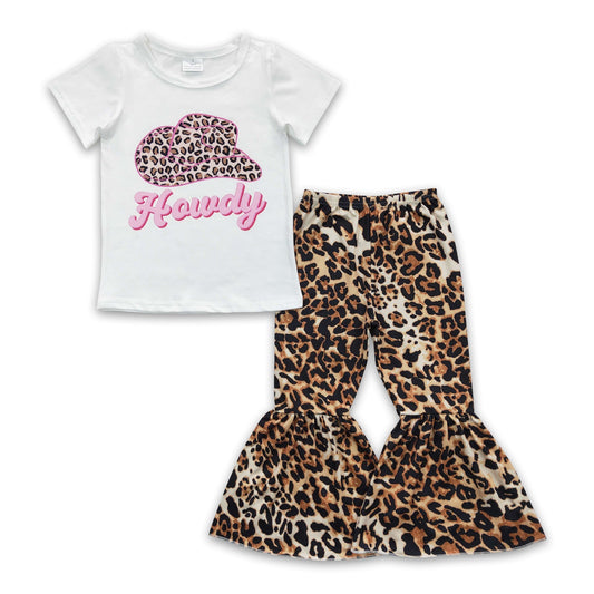Cowboy Leopard Hut Hemd Schlaghose Mädchen Outfits