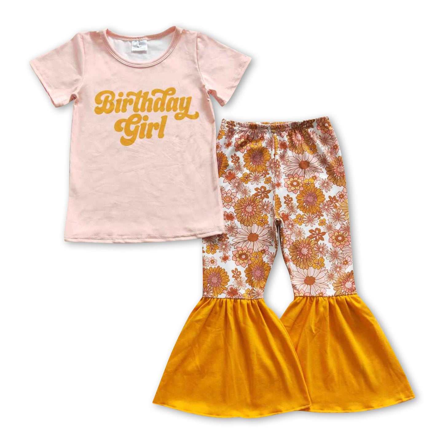 Geburtstagskind Top Blumenhose Kinder Mädchen Bekleidungsset