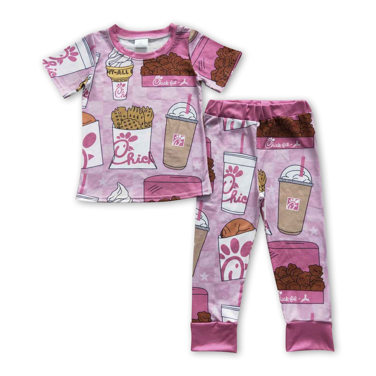 Pink Pommes Hamburger Kinder Mädchen Schlafanzug