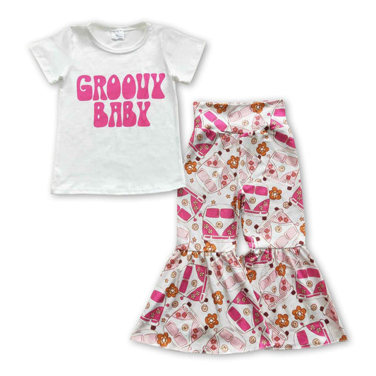 Groovy Baby Lächeln Shirt Blumen Campinghose Mädchen Outfits