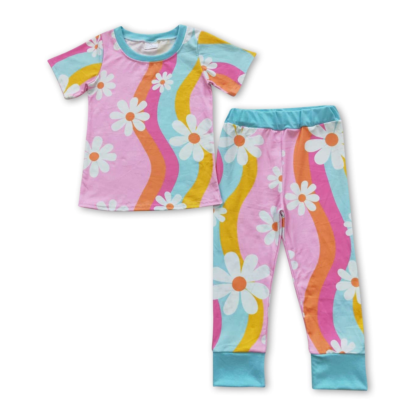 Kurzärmliges Blumen-Hemd Hose Mädchen Pyjama