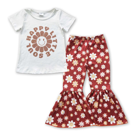 Happy Little Soul Top mit Blumenmuster Schlaghose Mädchen-Kleidungsset