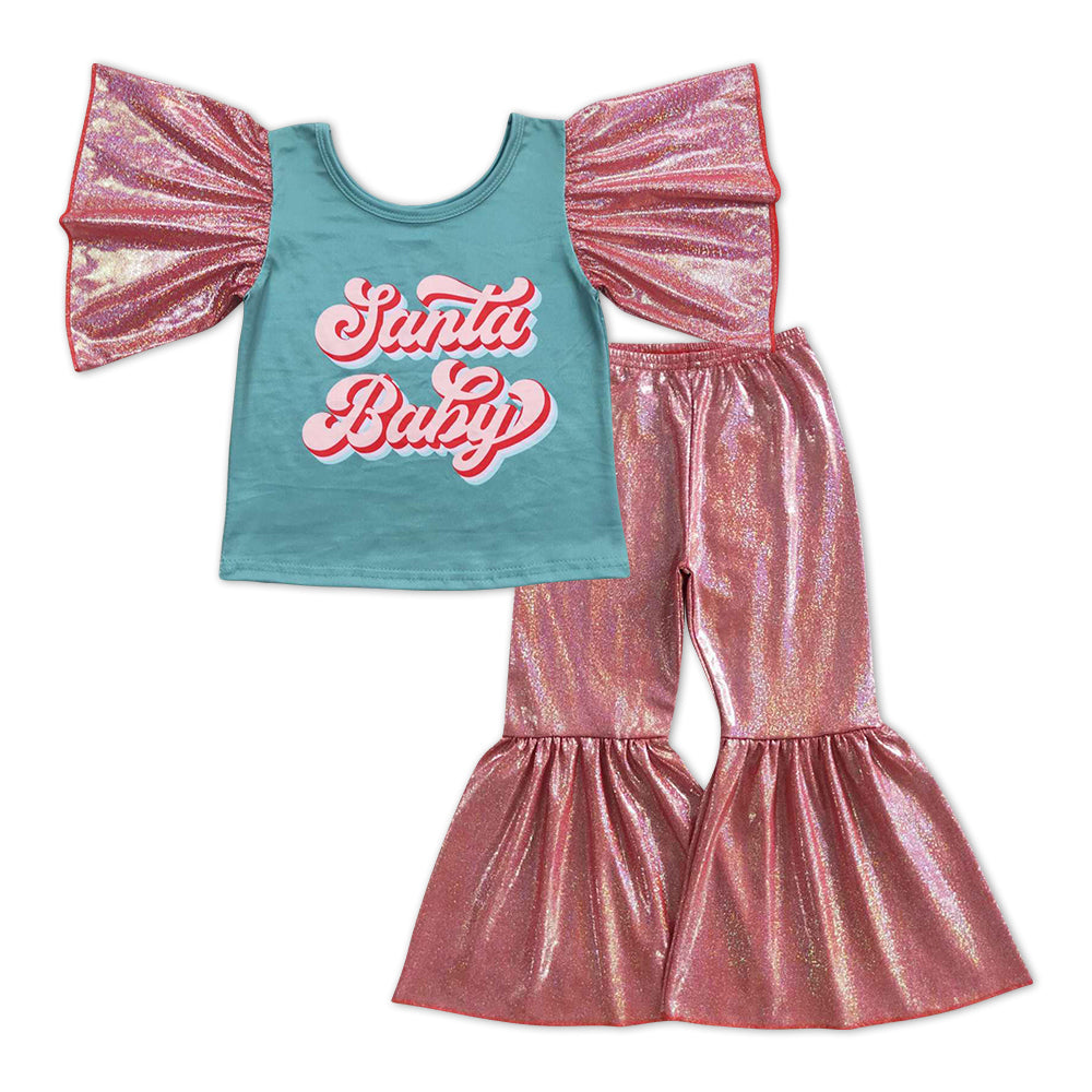 Santa Baby glänzende Hose Mädchen Weihnachtskleidung