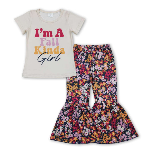 Ich bin ein Herbst-Mädchen, Oberteil, Blumenhose, Baby-Kinderoutfits
