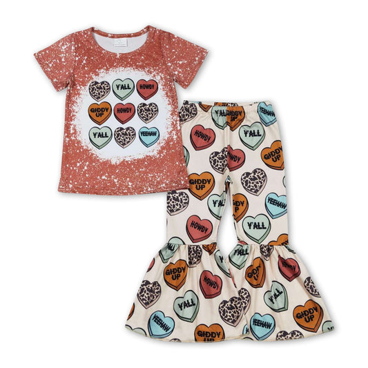 Hallo zusammen Herz-Top-Hosen Mädchen Valentinstag Outfits