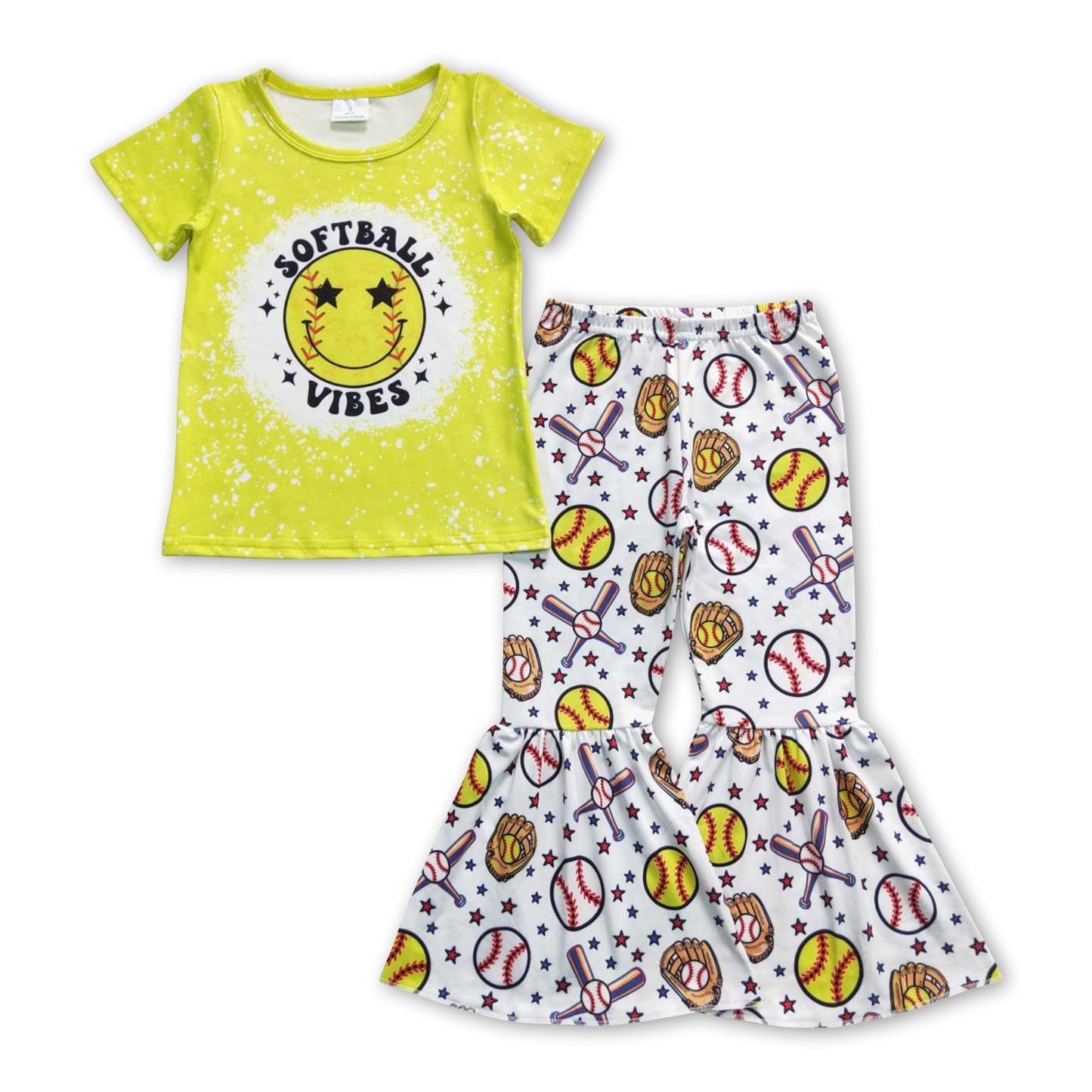 Softball-Vibes-Oberteil Schlaghose Kinder Mädchen Kleidung