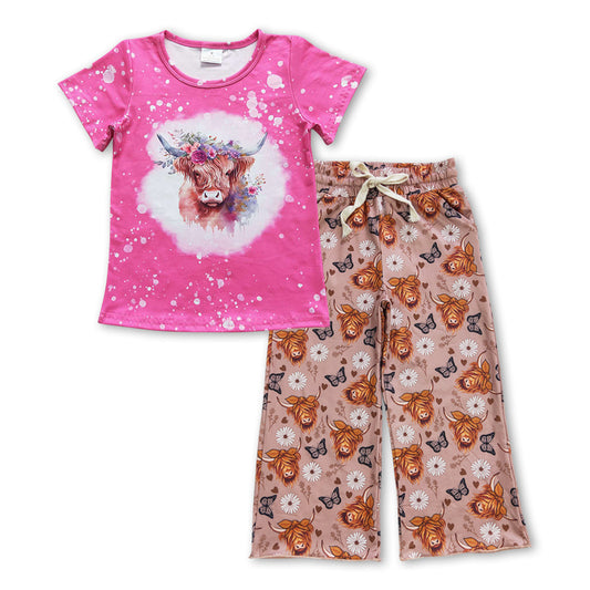 Highland-Kuh-Oberteil Hosen Western-Mädchen-Outfits