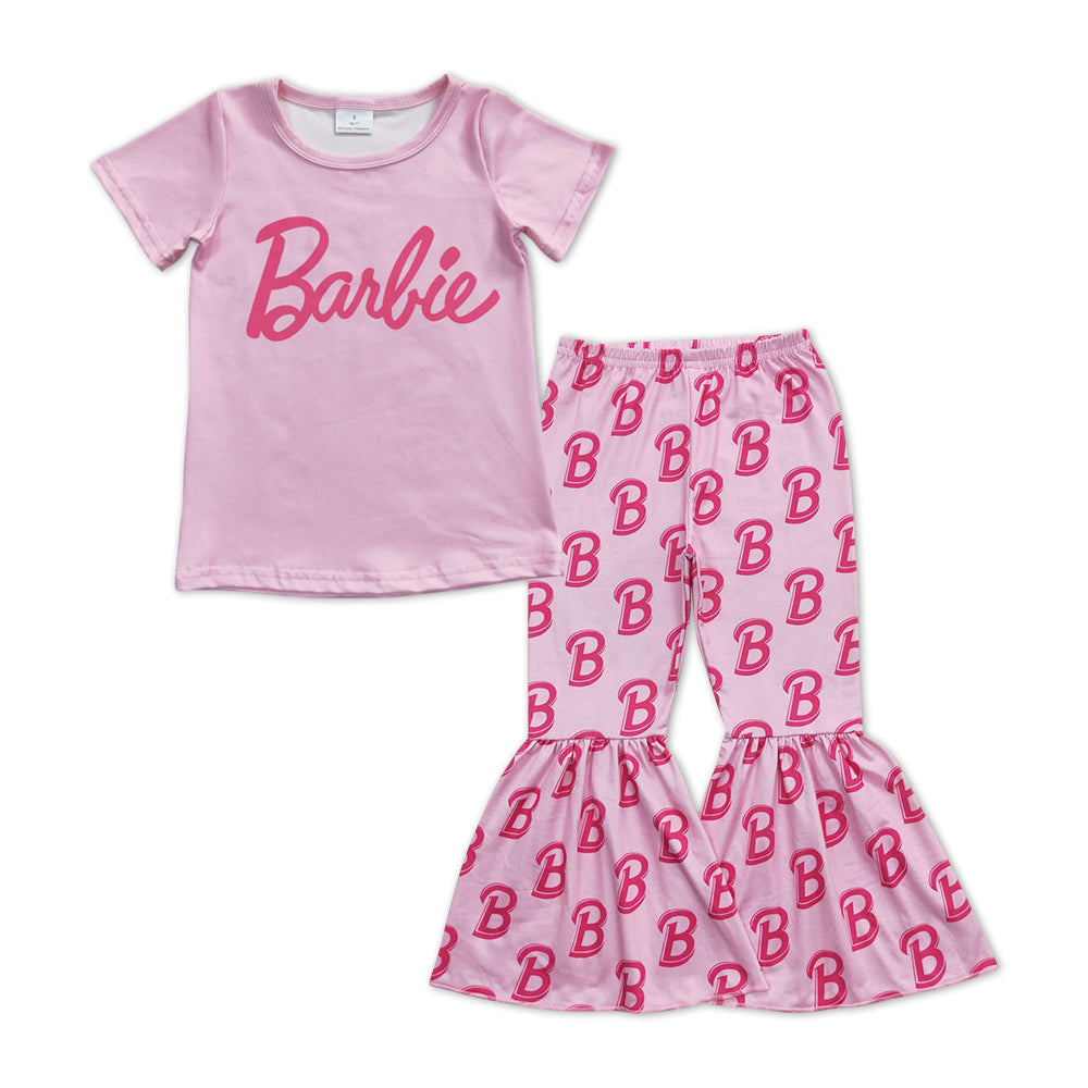 Rosa kurzärmliges Oberteil, Hose, Partykleidung für Mädchen