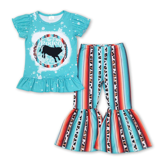 Türkises Rodeo-Königin-Oberteil Serape-Hose Mädchenkleidung