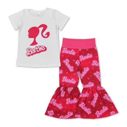 Weißes, kurzärmliges Top, Herzhosen, Partykleidung für Mädchen