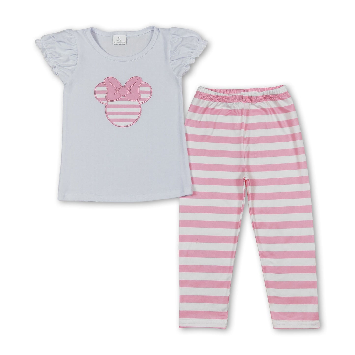 Pink Maus Oberteil gestreifte Leggings Mädchen Kleidung