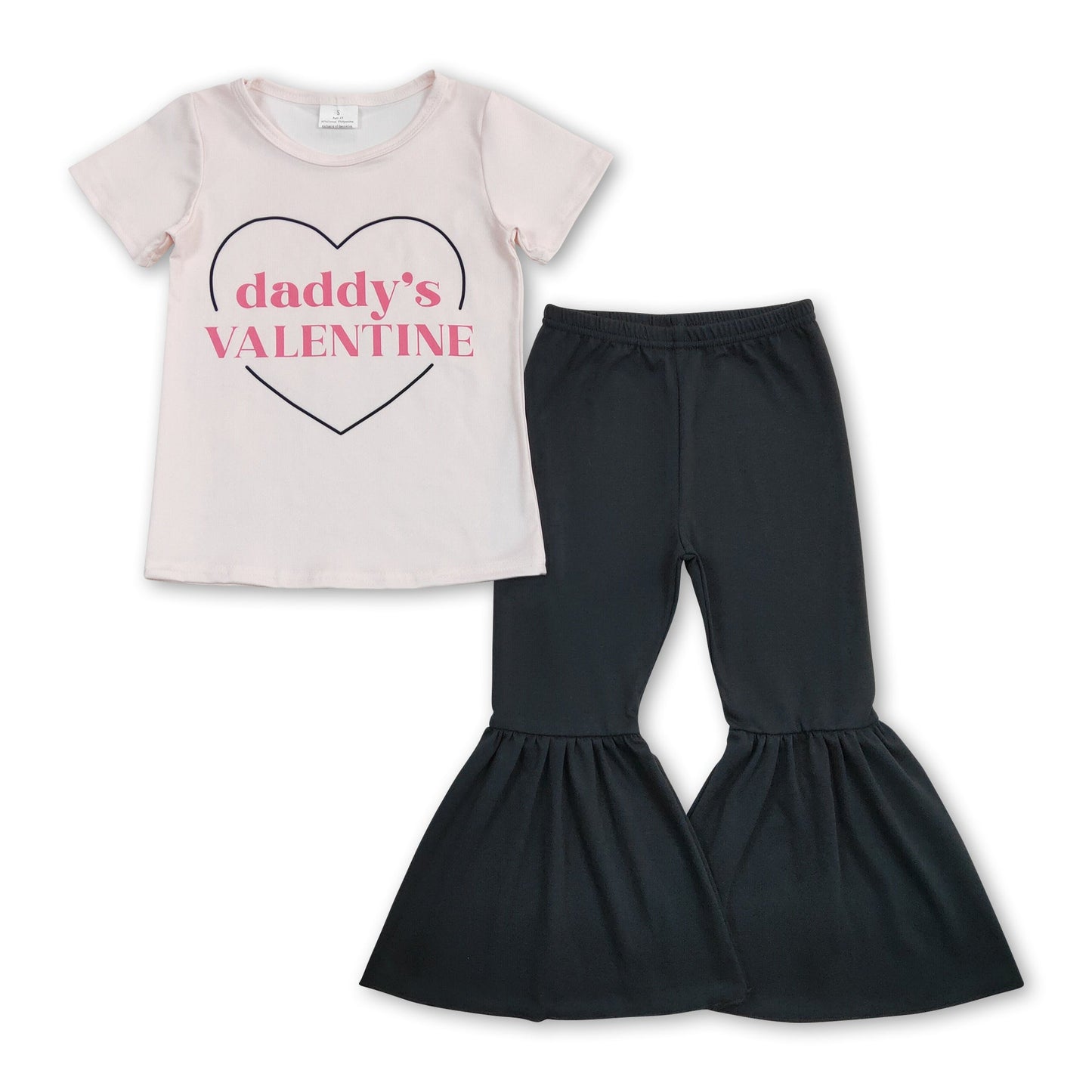 Daddy's Valentine Oberteil schwarze Hose Mädchen-Bekleidungsset
