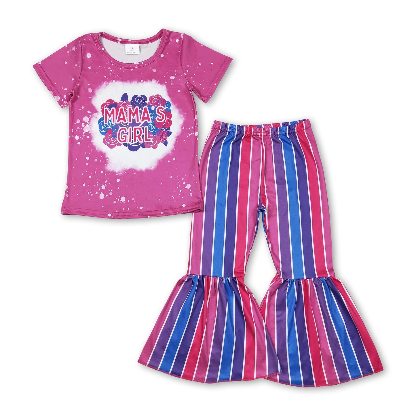Mama's Girl Blumenoberteil gestreifte Hose Mädchenkleidung