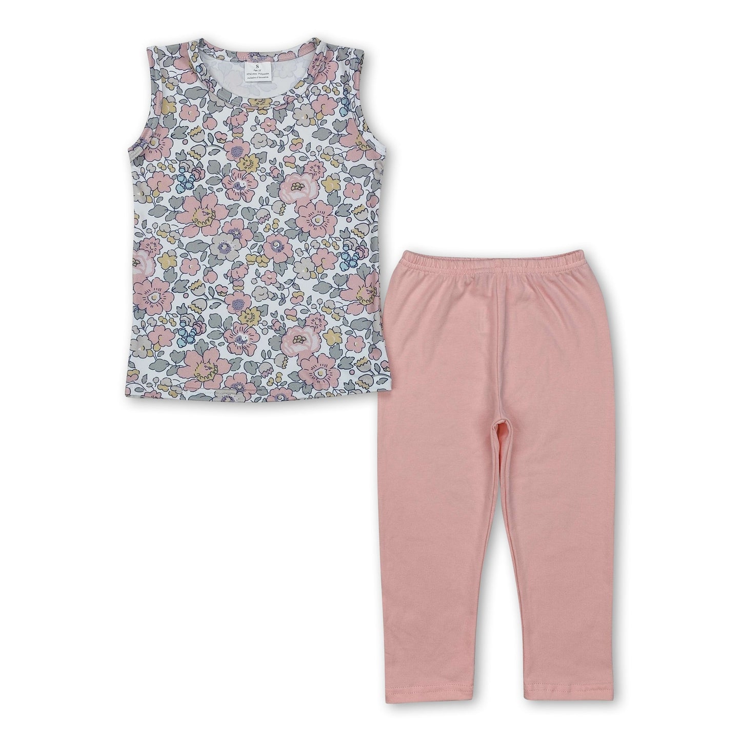 Ärmelloses Oberteil mit Blumenmuster Leggings Baby-Mädchen-Kleidung