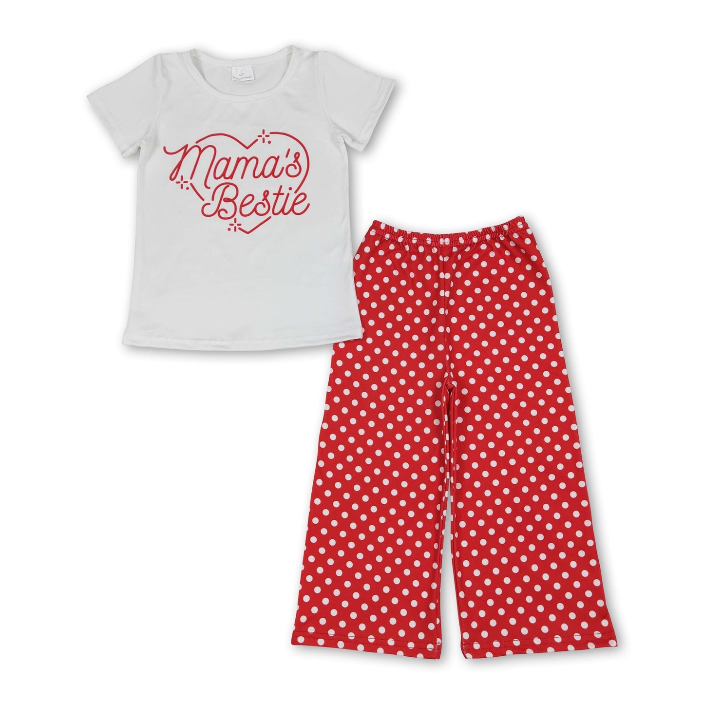 Mamas beste Freundin Herz-Oberteil gepunktete Hose Mädchen-Outfits
