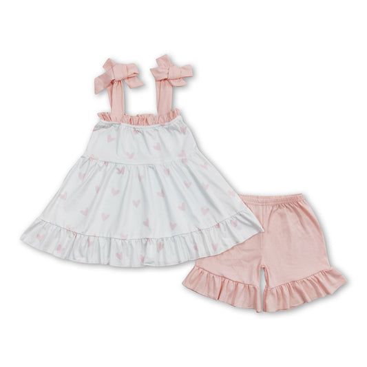 Trägerkleid Herz Tunika Rüschenshorts Mädchen Valentinsoutfits
