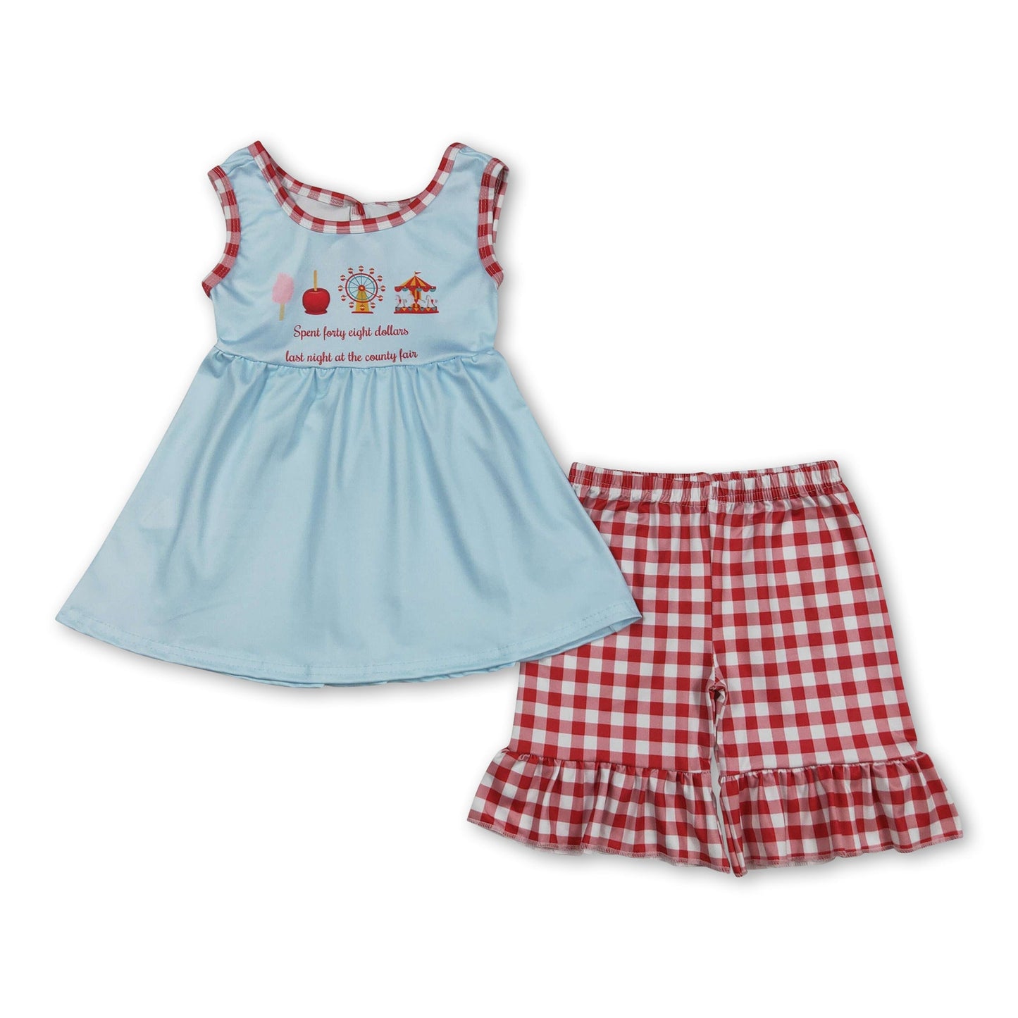 Ärmelloses Riesenrad-Tunika-Set mit karierten Shorts für Mädchen