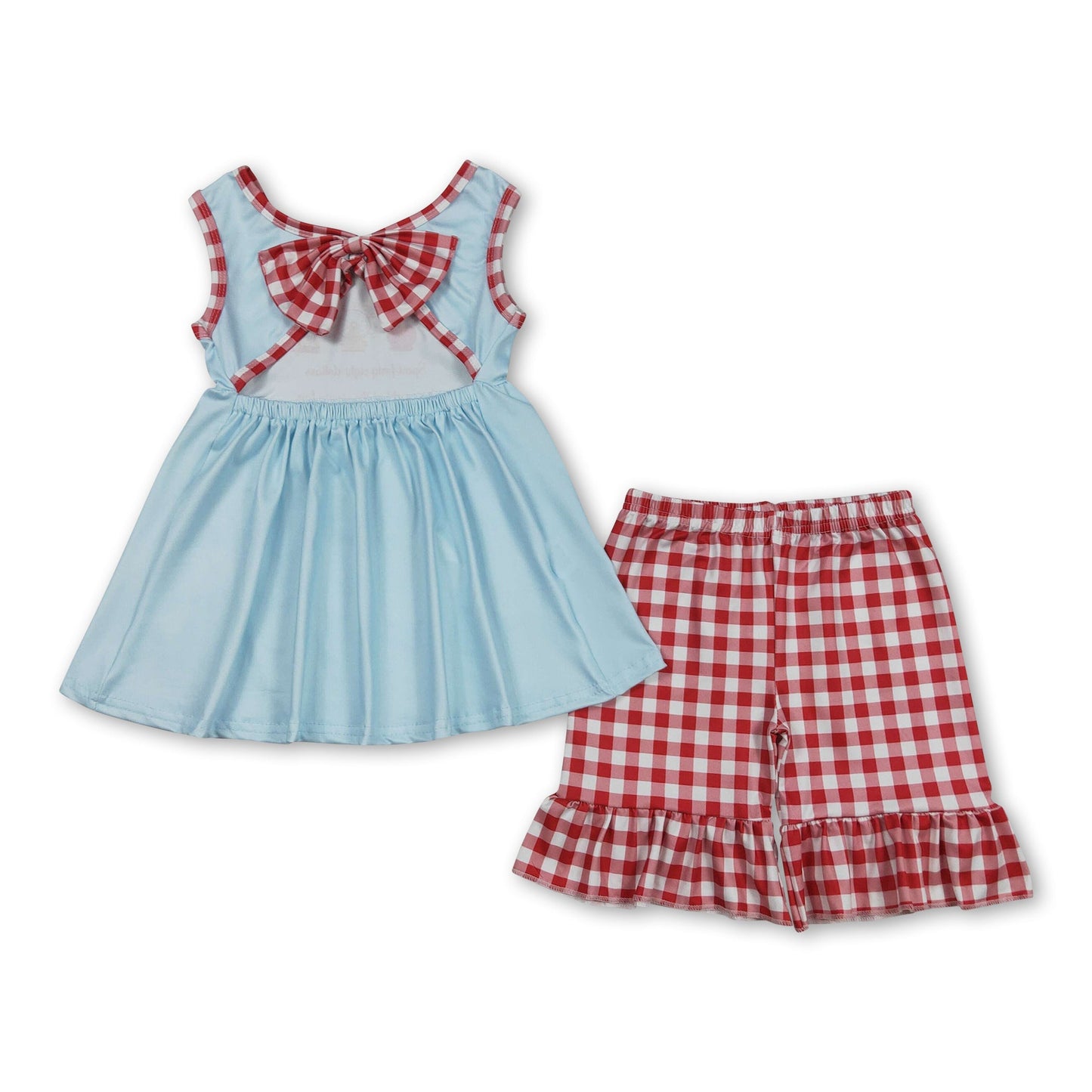 Ärmelloses Riesenrad-Tunika-Set mit karierten Shorts für Mädchen