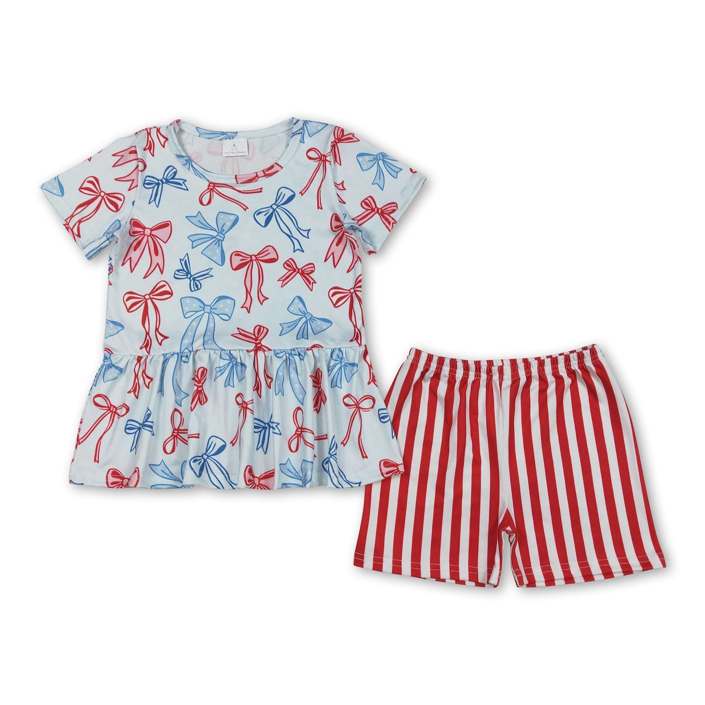 Rot blau Schleife Schößchen Streifen Shorts Mädchen 4. Juli Outfits