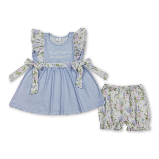 Gott sei Dank für kleine Mädchen Tunika geblümte Shorts Sommer-Set
