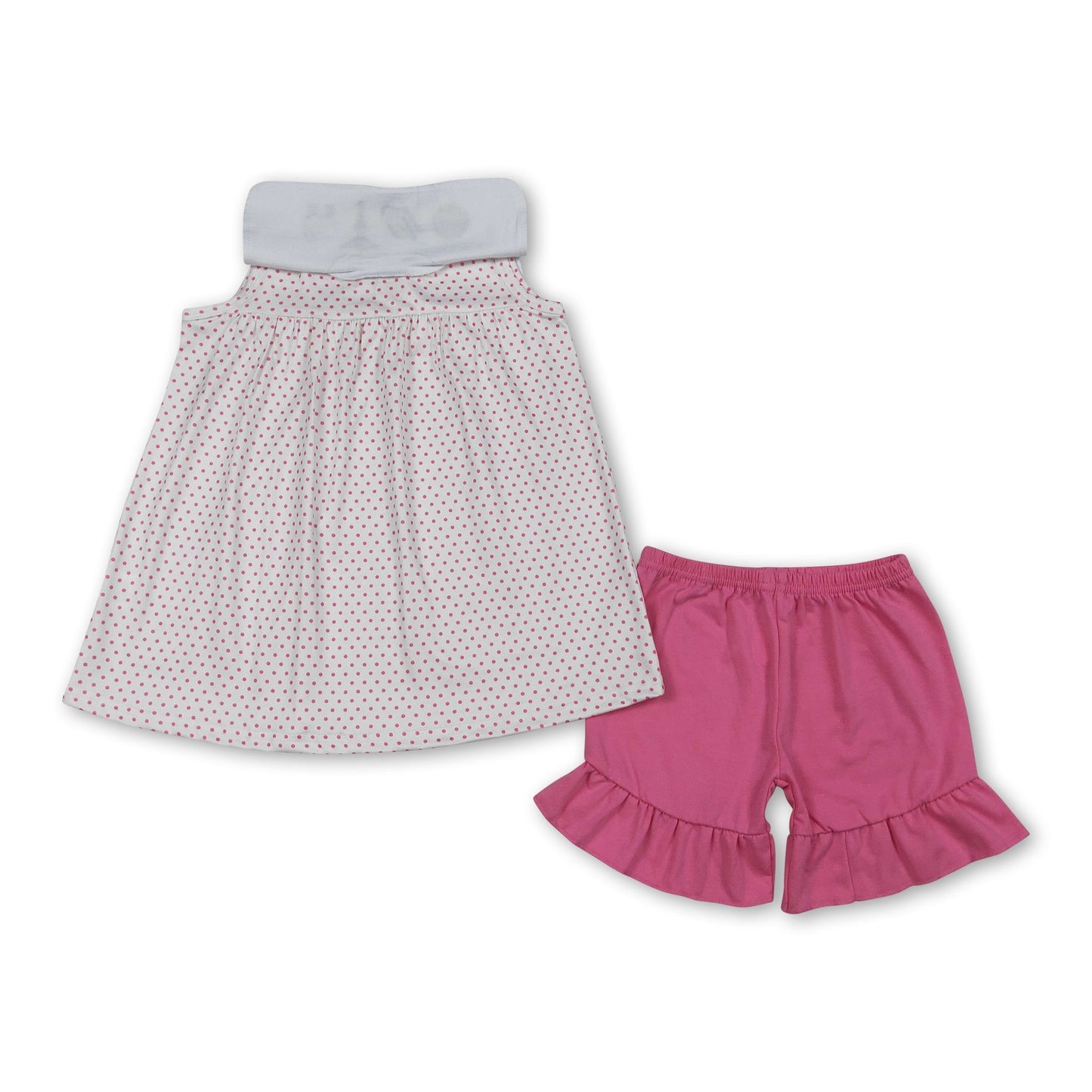 Ärmellose Osteroutfits für kleine Mädchen mit Schafskreuzstickerei