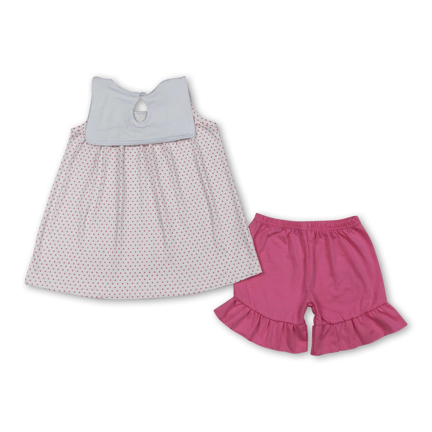 Ärmellose Osteroutfits für kleine Mädchen mit Schafskreuzstickerei