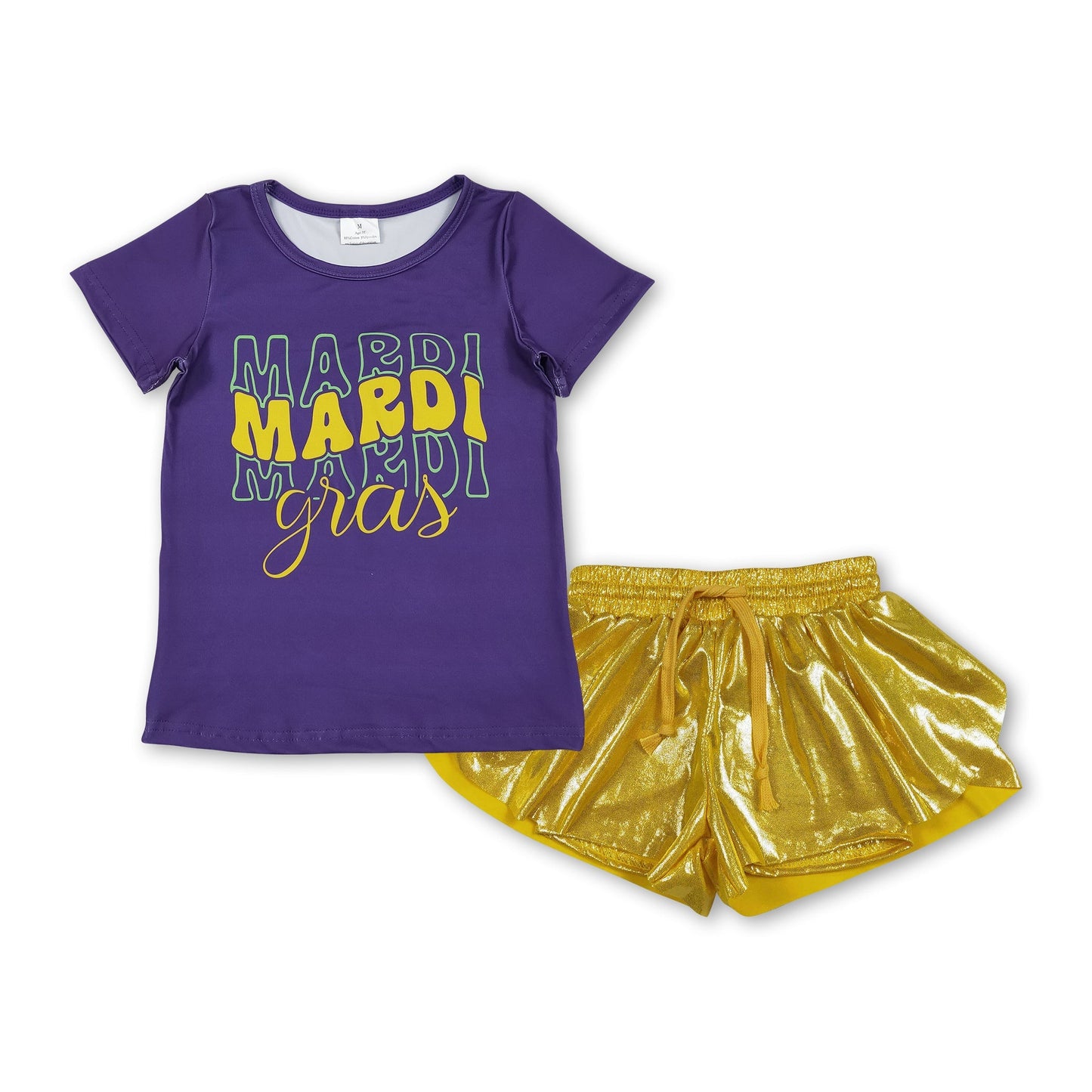 Lila Mardi Gras Oberteil gelbe Shorts Kinder Mädchen Outfits