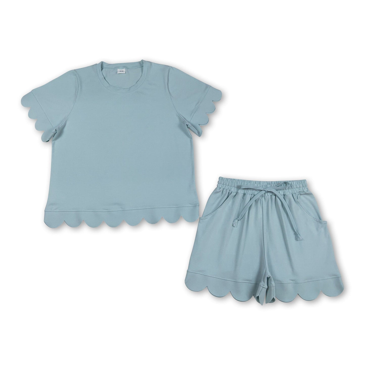 Himmelblaue Muschelsaum-Shorts für Damen-Sommer-Outfits