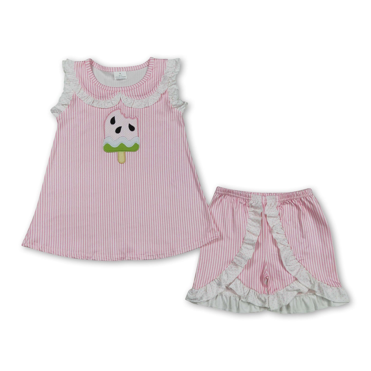 Pink gestreifte Eis am Stiel Oberteil Shorts Kinder Mädchen Sommer Outfits