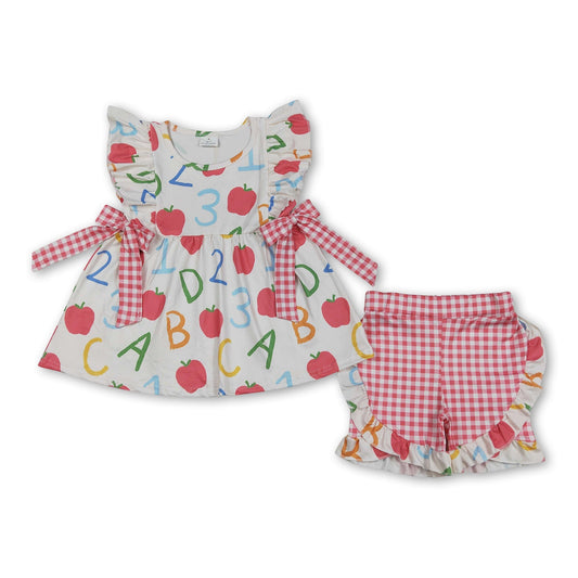ABC apple tunic plaid shorts girls back to school outfits