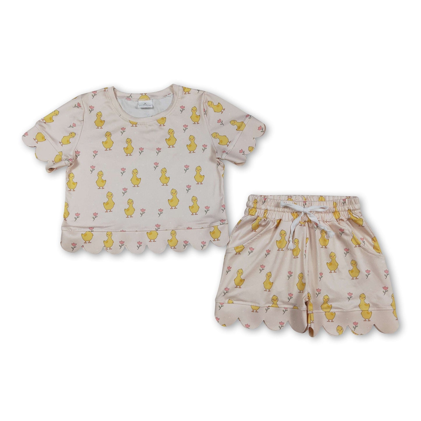 Kurzarm-Hühnchen-Blumen-Muschel-Mädchen-Sommeroutfits
