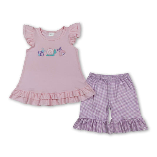 Flutter sleeves bee snails embroidery kids girls outfits