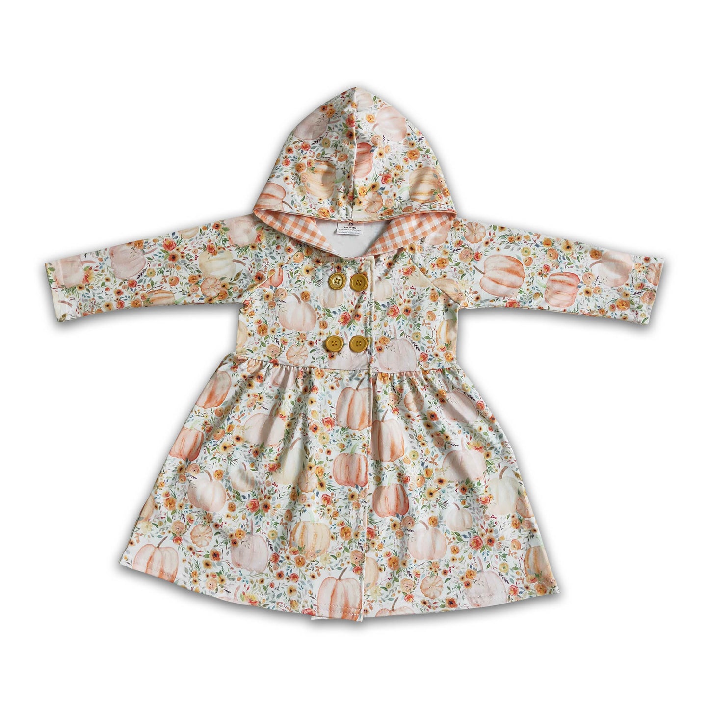 Geblümtes Kürbis-Kapuzenkleid Baby Mädchen Herbst Cardigan