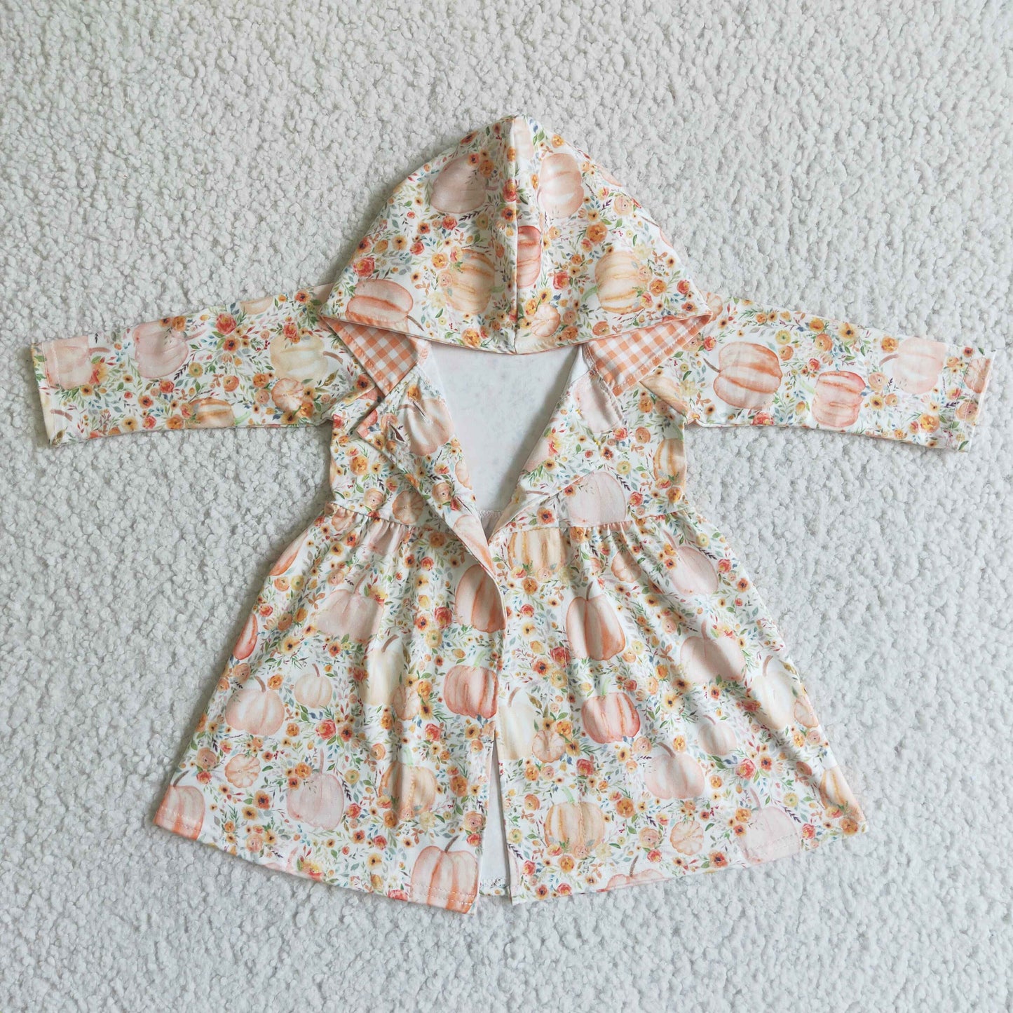 Geblümtes Kürbis-Kapuzenkleid Baby Mädchen Herbst Cardigan