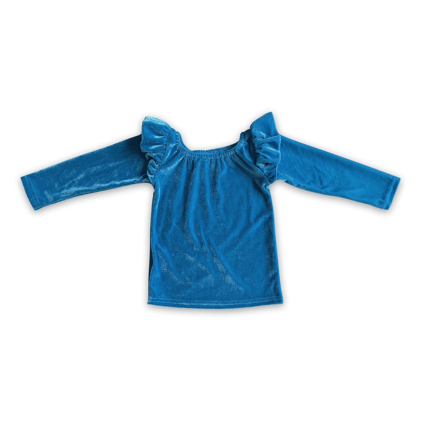 Blaues Samt Langarm-Mädchenshirt