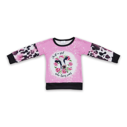 Mädchen, das Kühe liebt – florales Sweatshirt