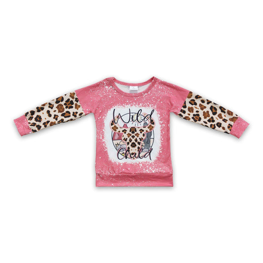 Wild Child Leopard Kuh Kinder Mädchen Pink Western Hemd
