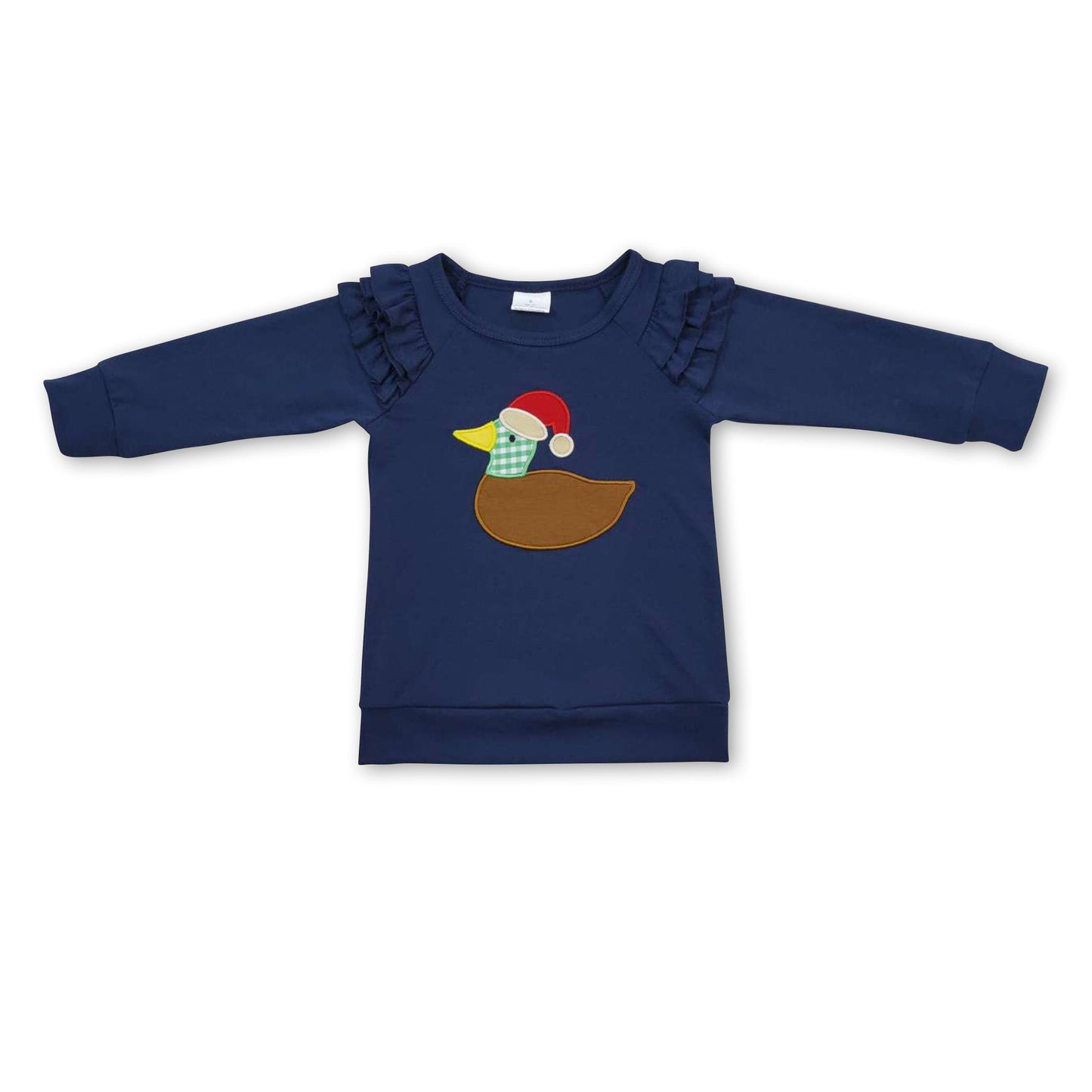Enten-Weihnachtsmütze Marine Rüschen Mädchen Shirt