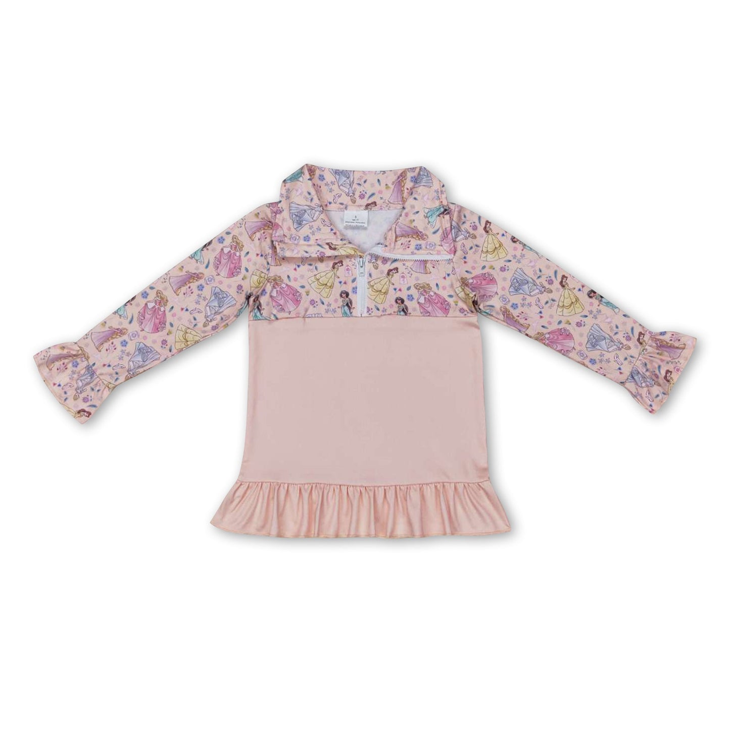 Rüschen lange Ärmel Prinzessin Baby Mädchen Reißverschluss Pullover