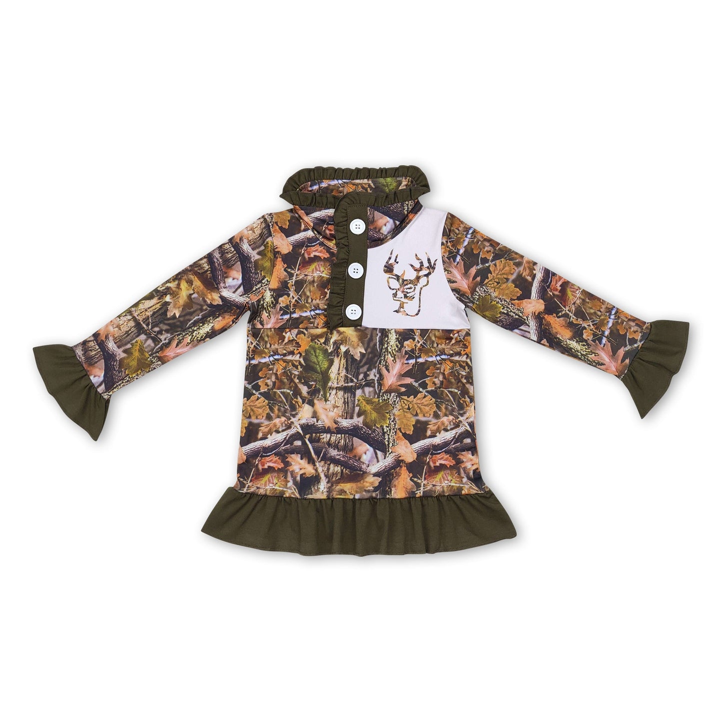 Hirsch-Karomuster Tarnung Kinder Mädchen Jagdpullover