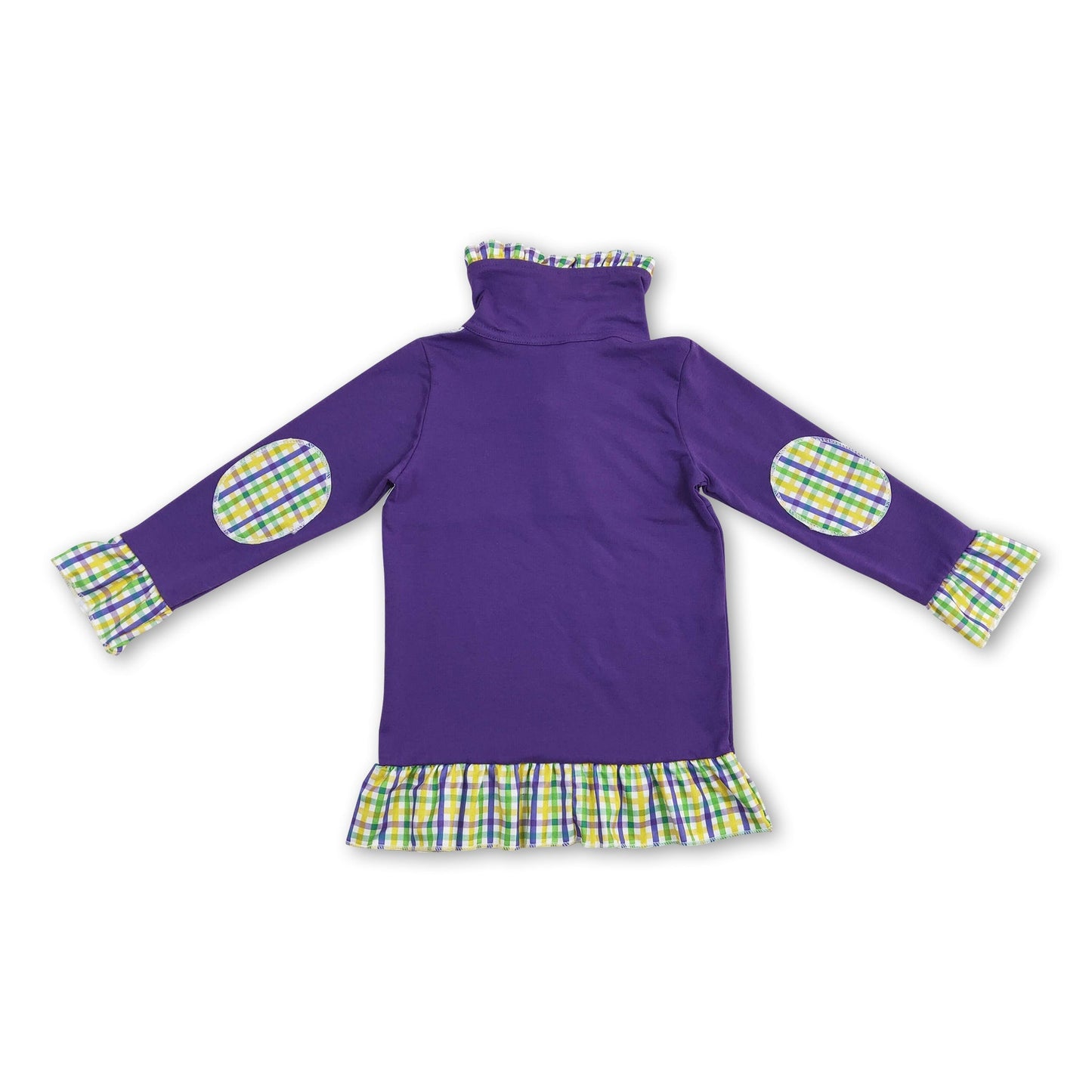 Karo Rüschen Hund Mädchen Fasching Reißverschluss Pullover