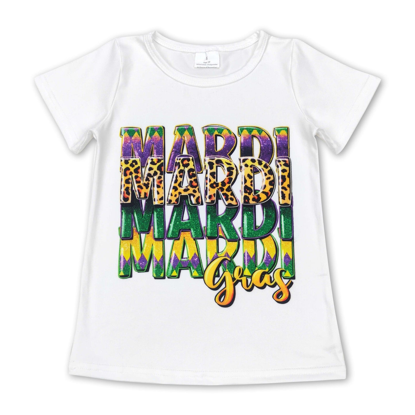 Kurzarm-Leoparden-Mardi-Gras-Baby-Mädchen-Shirt