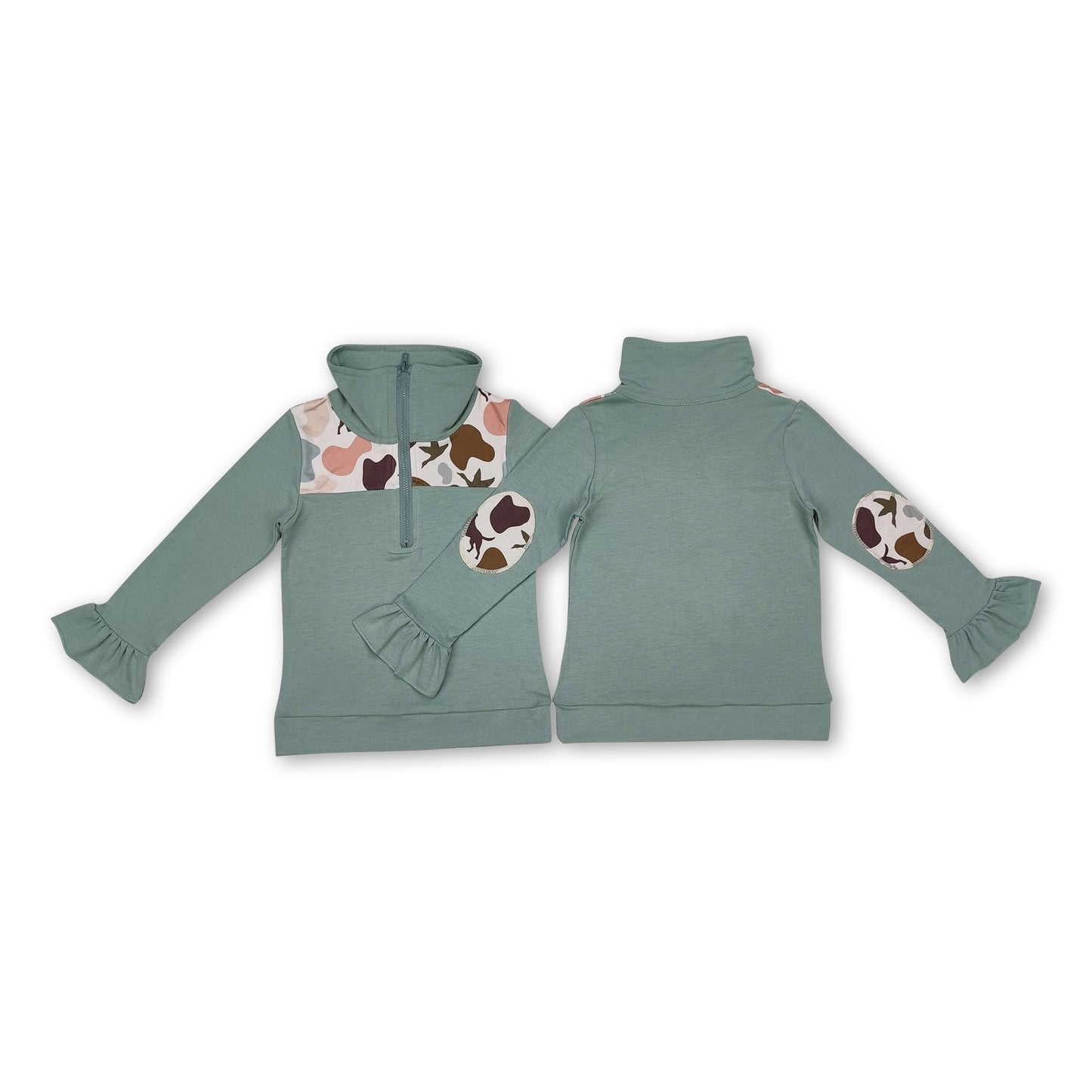 Langarm Ente Hund Camouflage Kinder Mädchen Reißverschluss Pullover