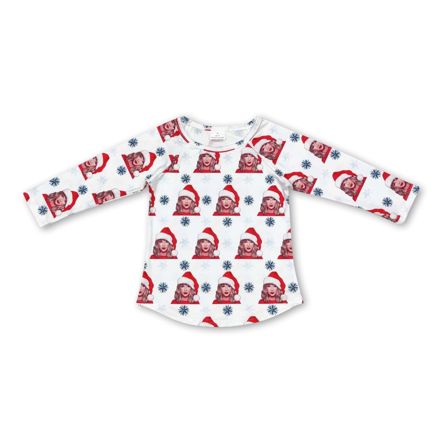 Langärmeliges Weihnachtsmützen-Schnee-Sängerinnen-Mädchen-Shirt